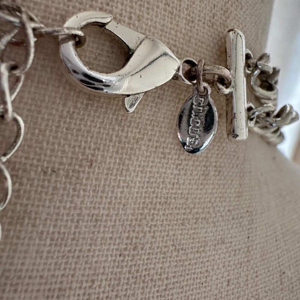 Chico’s Silver Statement Necklace Irregular Oval … - image 4